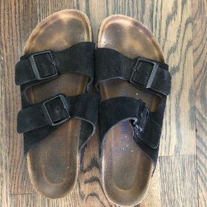 Black suede Birkenstocks